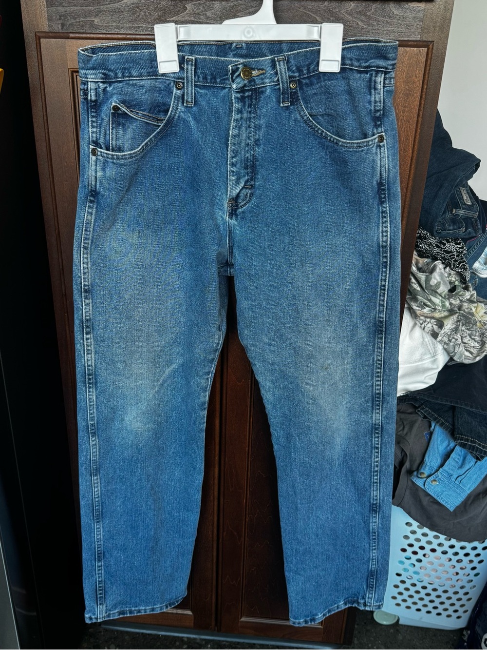 Wrangler Vintage Rugged Wear Jeans Mens 33x32 Medium Wash Straight Leg Denim